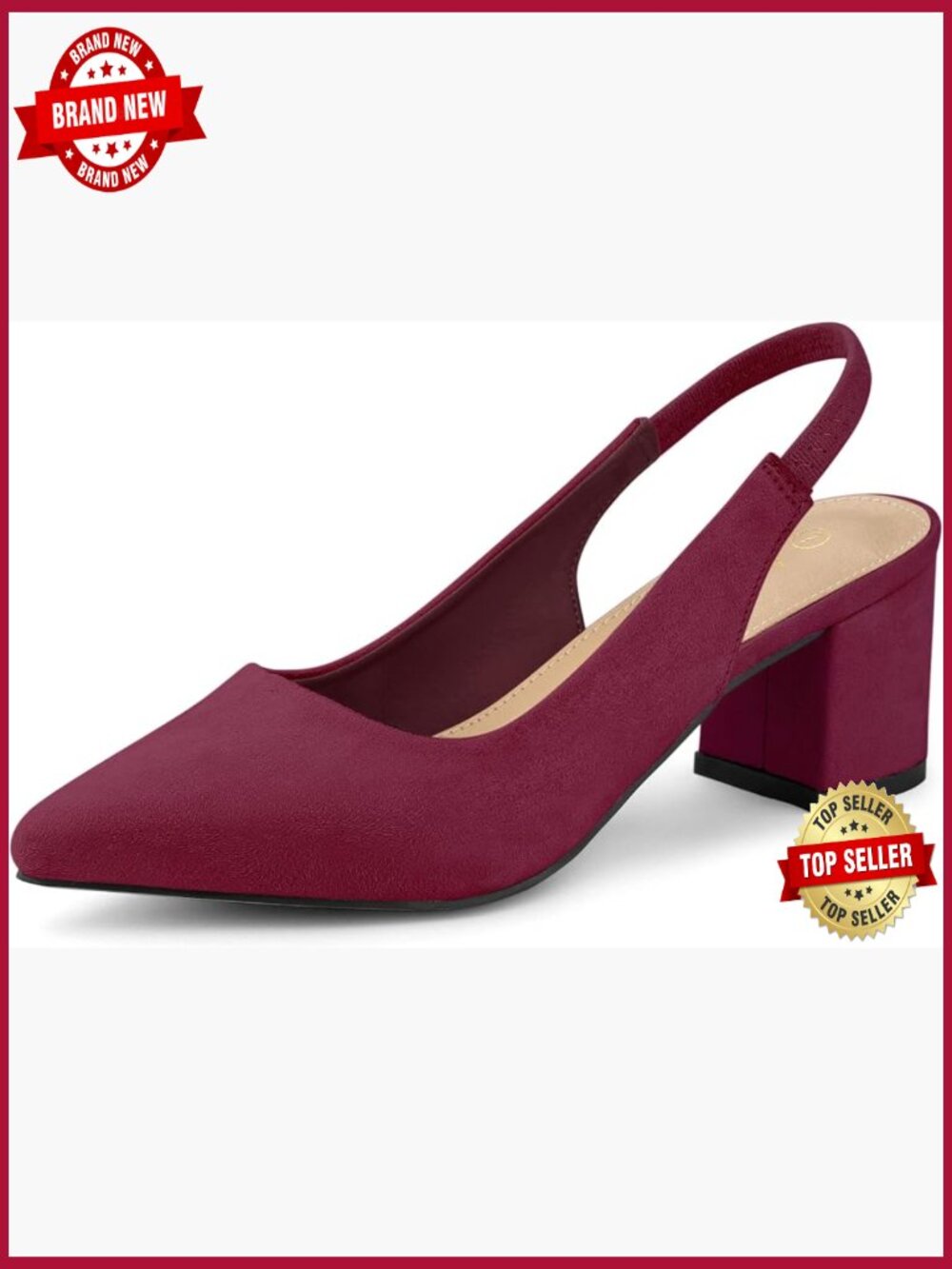 Women's Pointed Toe Block Heel Pumps Slingback Heels